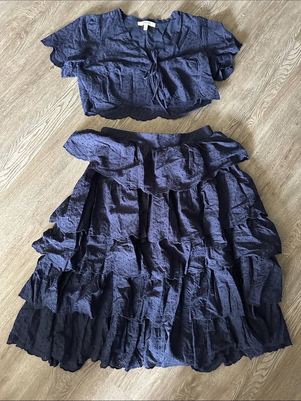 torrid Navy Eyelet Tiered Maxi Skirt Set